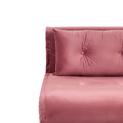 Pink Velvet 1 Seater Sofa Bed Fold-Out Sleeper Gold Legs