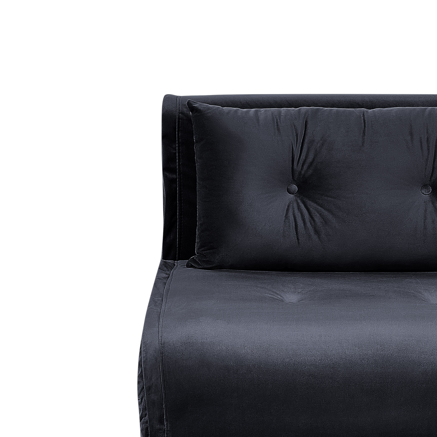Velvet Small 1 Seater Sofa Bed Black With Gold Legs