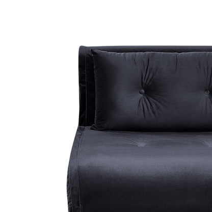Velvet Small 1 Seater Sofa Bed Black With Gold Legs
