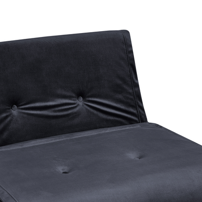 Velvet Small 1 Seater Sofa Bed Black With Gold Legs
