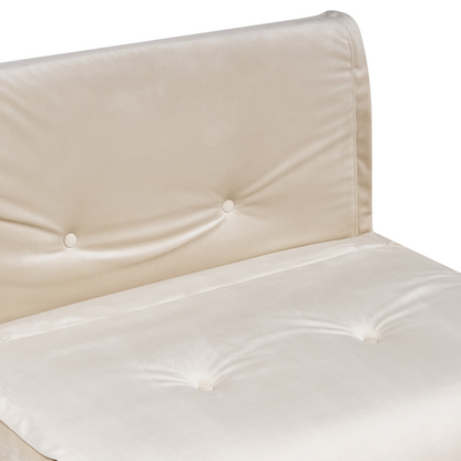 Small Sofa Bed Beige Velvet 1 Seater Fold Out with Gold Legs