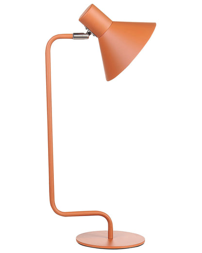 Orange Metal Desk Lamp Adjustable Cone Shade On Off Switch