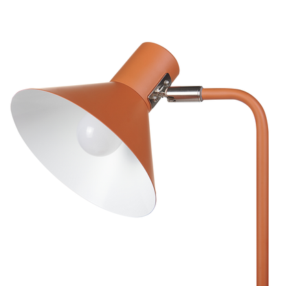 Orange Metal Desk Lamp Adjustable Cone Shade On Off Switch