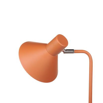 Orange Metal Desk Lamp Adjustable Cone Shade On Off Switch