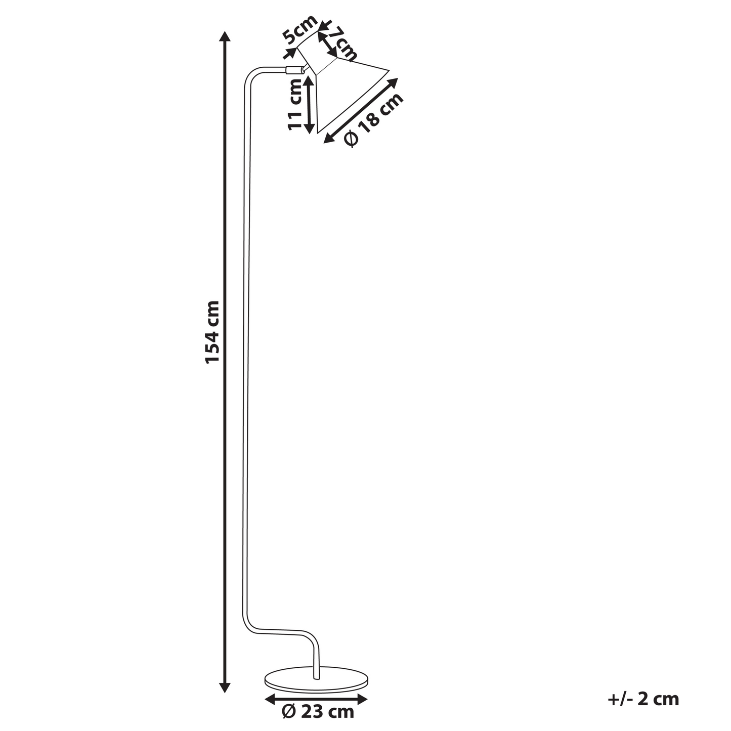 Orange Metal Floor Lamp 154cm Adjustable Cone Shade Switch