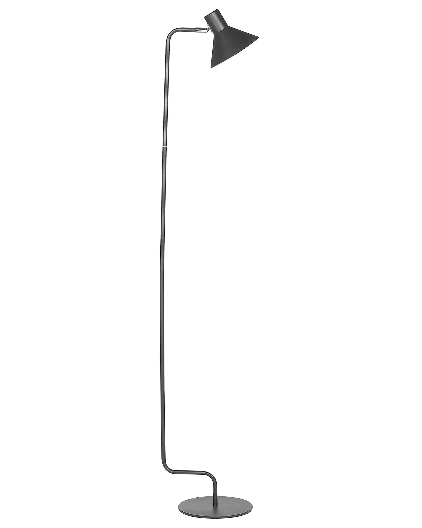 Floor Lamp Black Metal 154cm Adjustable Cone Shade On Off Switch Living Room