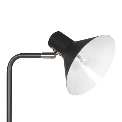 Floor Lamp Black Metal 154cm Adjustable Cone Shade On Off Switch Living Room