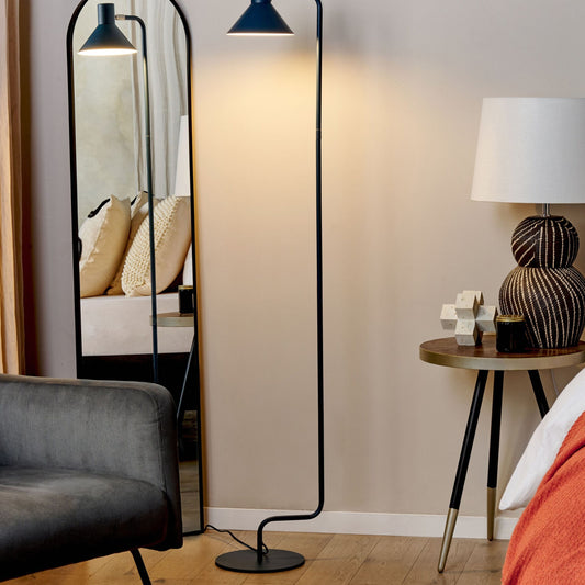 Floor Lamp Blue Metal 154cm Adjustable Cone Shade