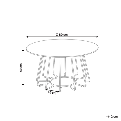 Home Round Coffee Table 80cm Marble Finish Black Metal Base