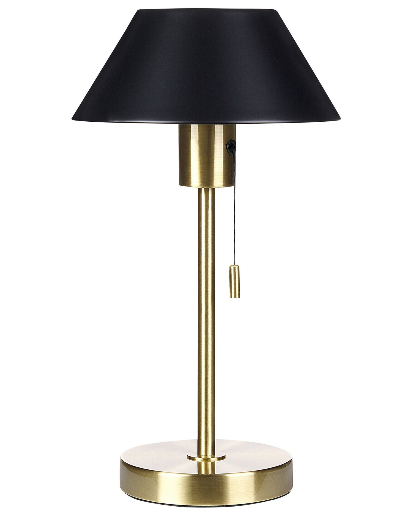 Table Lamp Black And Gold Iron Cone Shade With Pull Switch For Office And Study