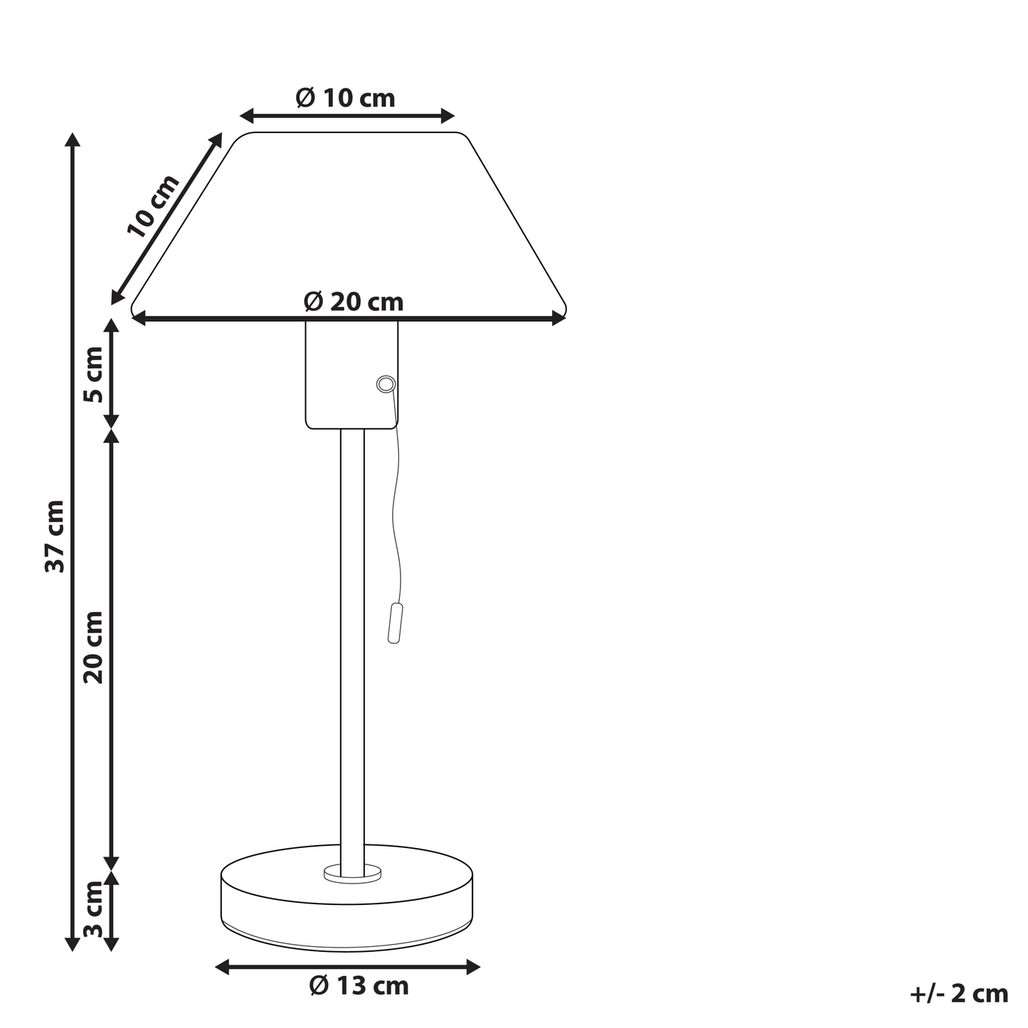 Table Lamp Black And Gold Iron Cone Shade With Pull Switch For Office And Study