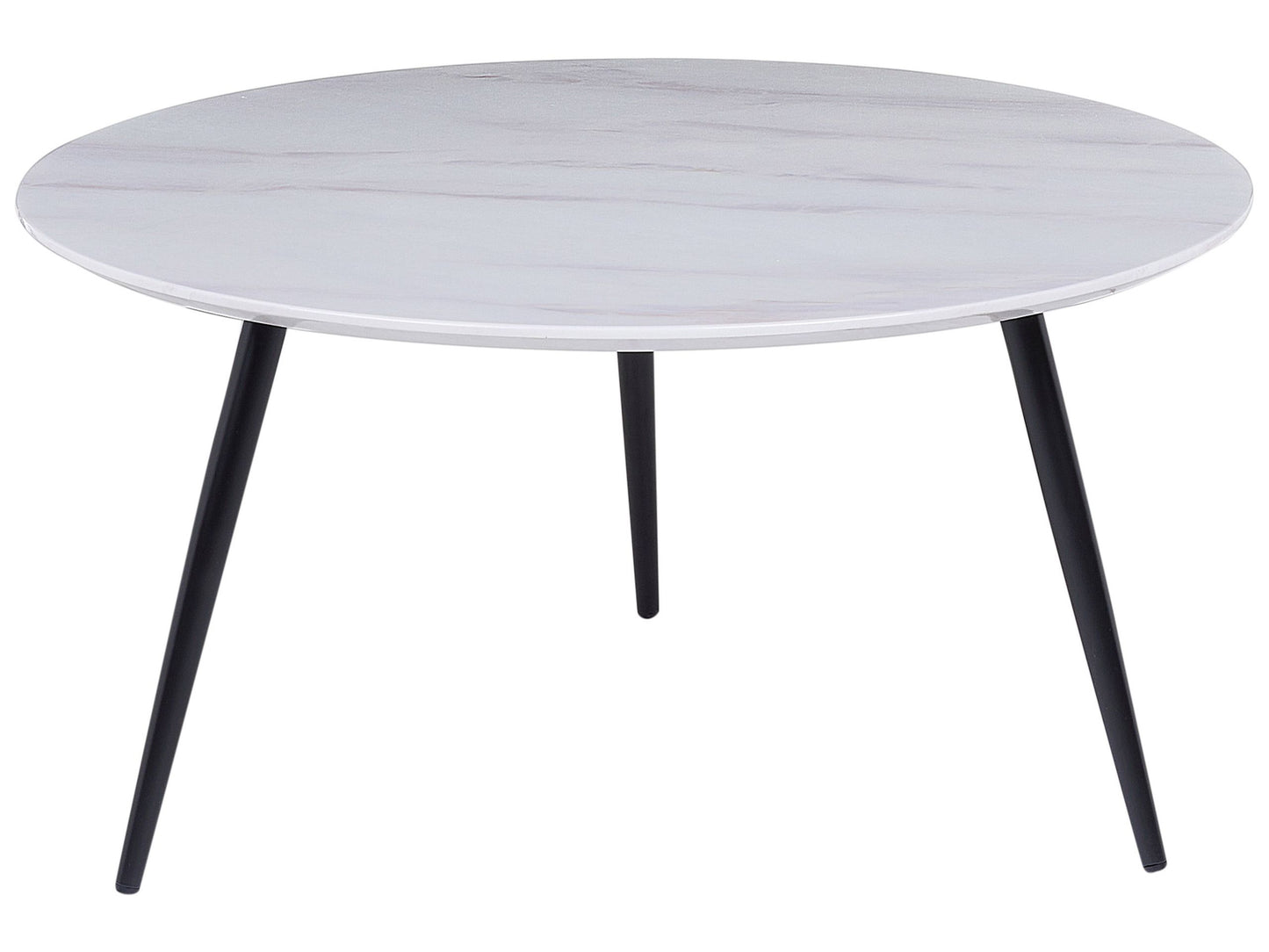 White Marble Effect Coffee Table 79cm Black Base Modern
