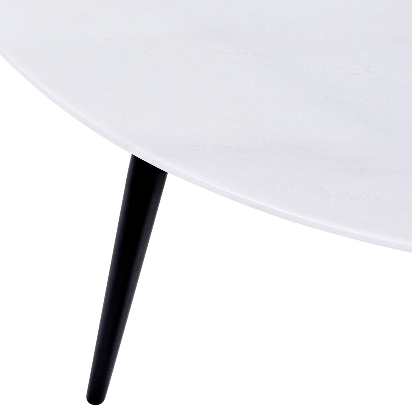 White Marble Effect Coffee Table 79cm Black Base Modern