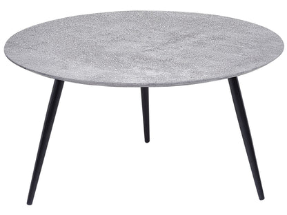 Concrete Effect Coffee Table 79cm Diameter Black Base Modern Living Room