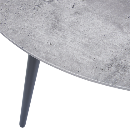 Concrete Effect Coffee Table 79cm Diameter Black Base Modern Living Room