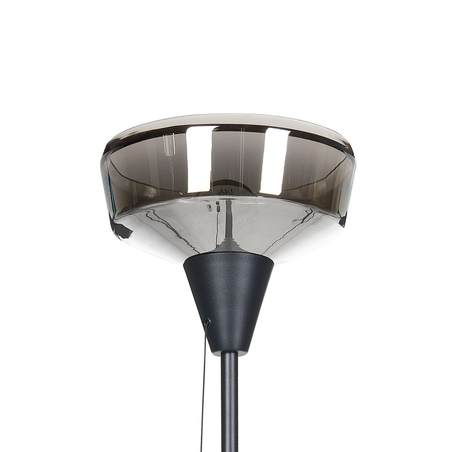 Floor Lamp Black Silver Metal Base Glass Smoked Shade 154cm