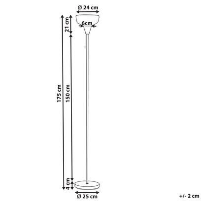 Floor Lamp Black Silver Metal Base Glass Smoked Shade 154cm