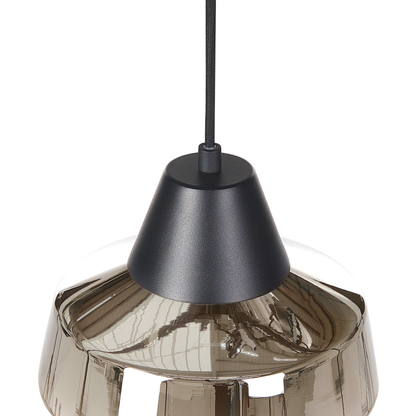 Black And Gold Glass Smoked Shade Pendant Lamp For Modern Living Room Or Bedroom