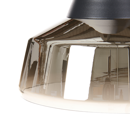 Black And Gold Glass Smoked Shade Pendant Lamp For Modern Living Room Or Bedroom