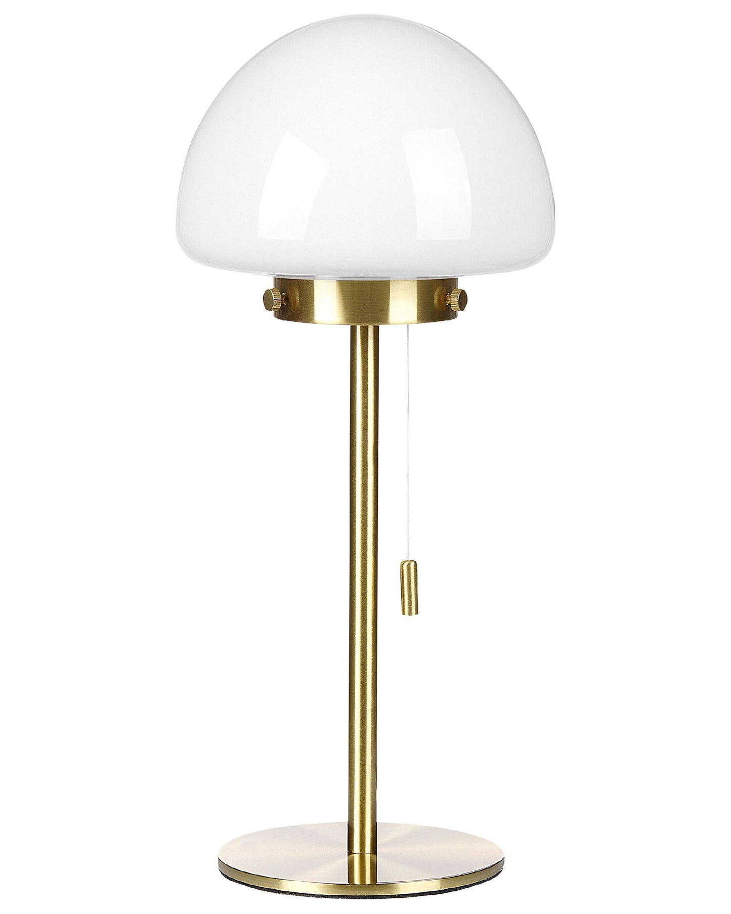 Table Lamp Gold Metal Base Glass Shade Pull Switch Minimalist