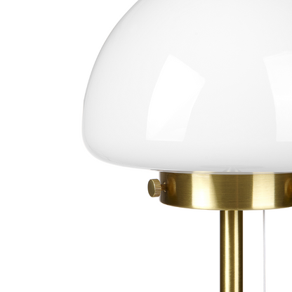 Table Lamp Gold Metal Base Glass Shade Pull Switch Minimalist