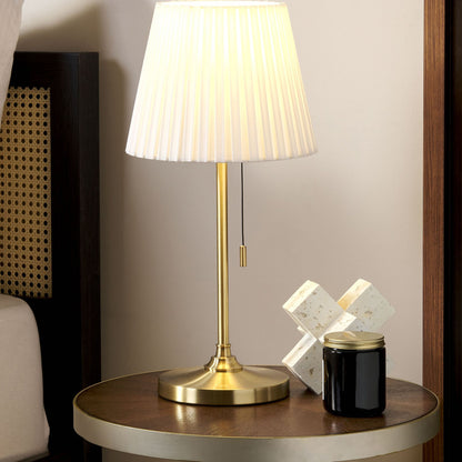 Brass Table Lamp With White Empire Shade