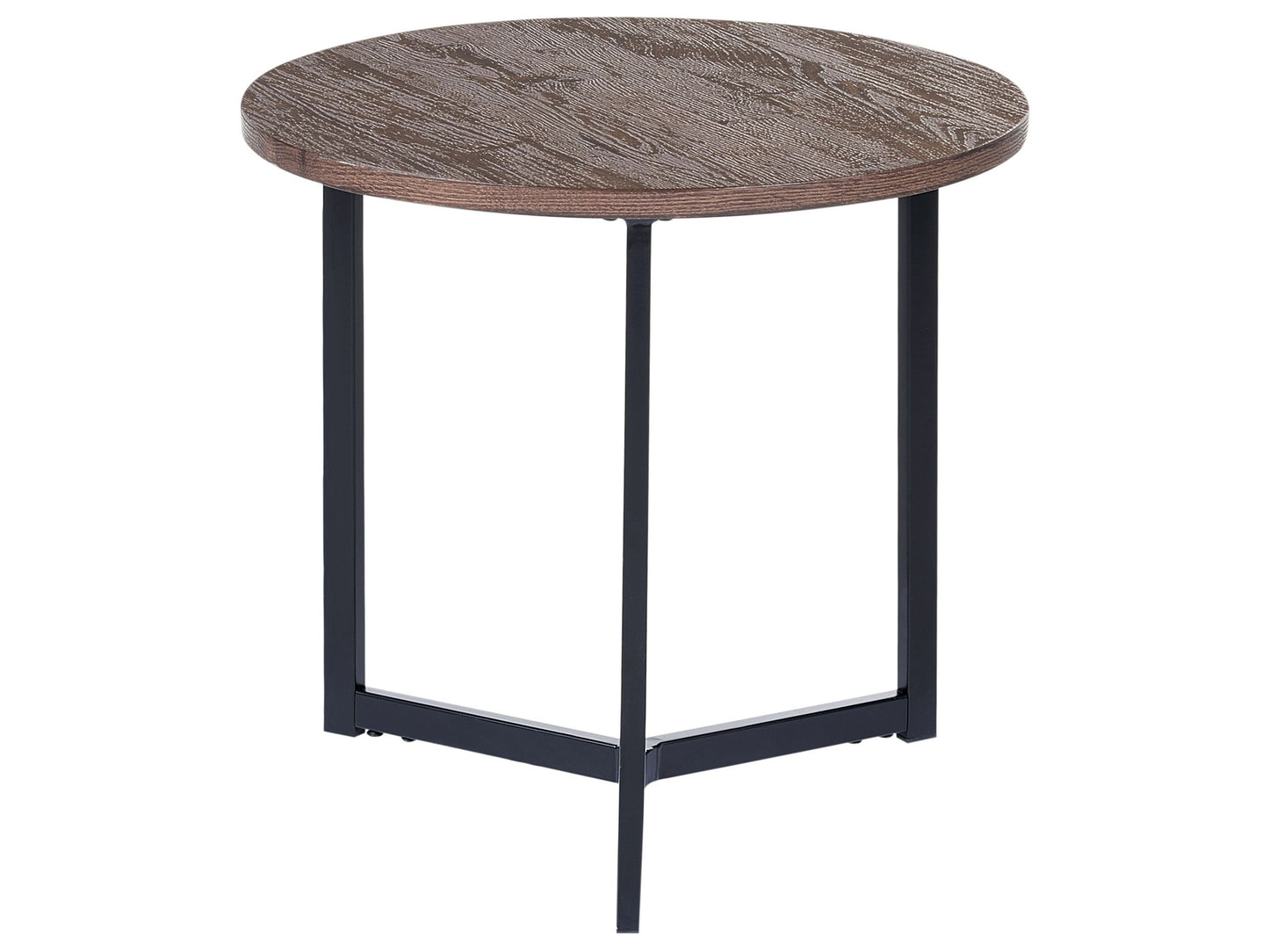 Side Table 50cm Dark Brown Top Black Legs Industrial