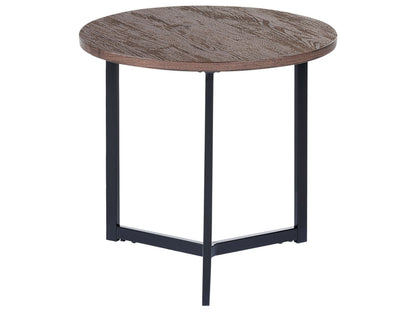 Side Table 50cm Dark Brown Top Black Legs Industrial
