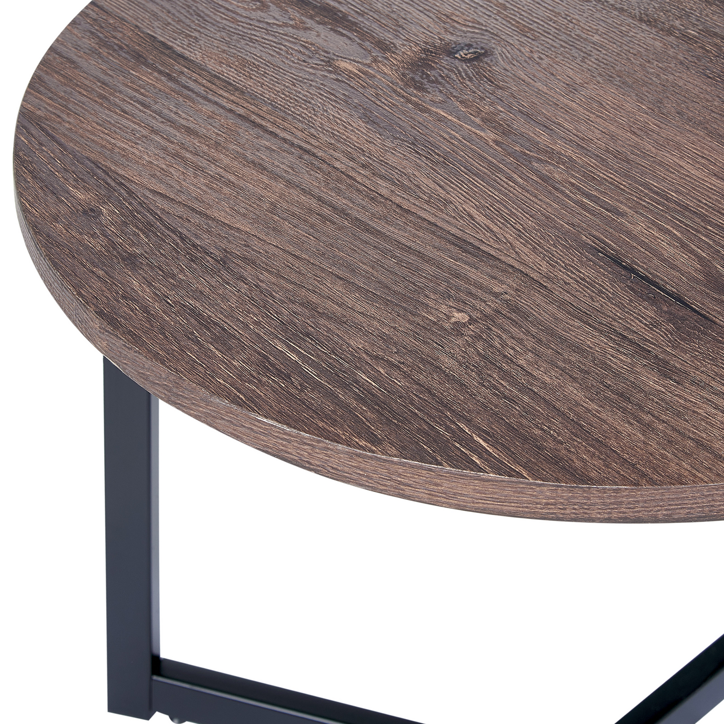 Side Table 50cm Dark Brown Top Black Legs Industrial