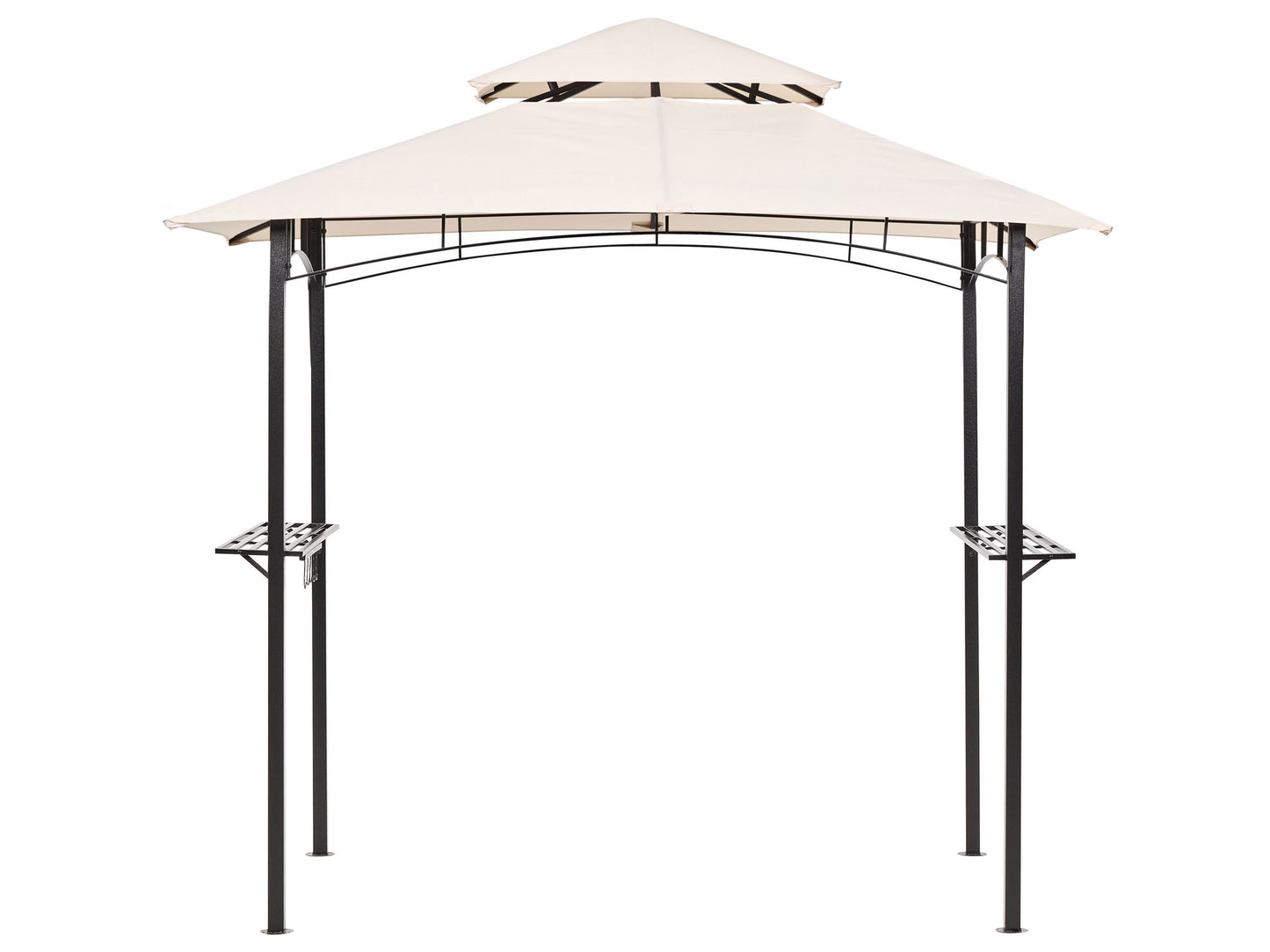 Gazebo Beige Fabric Garden Pavilion Black Steel Frame 240 x 148cm
