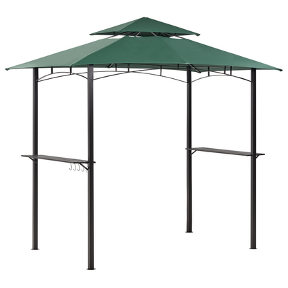 Gazebo Garden Pavilion Dark Green Fabric Steel Frame 240 x 148cm