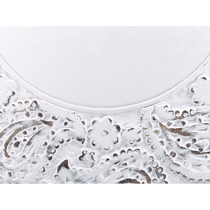 Oriental Studio Side Table White Distressed Carved Pattern