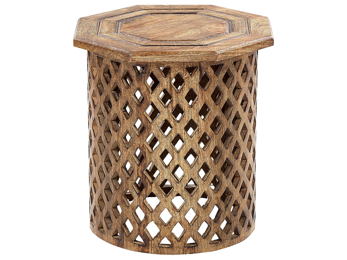 Co Side Table Octagonal Top Round Base Mango Wood 42cm