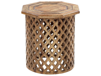 Co Side Table Octagonal Top Round Base Mango Wood 42cm