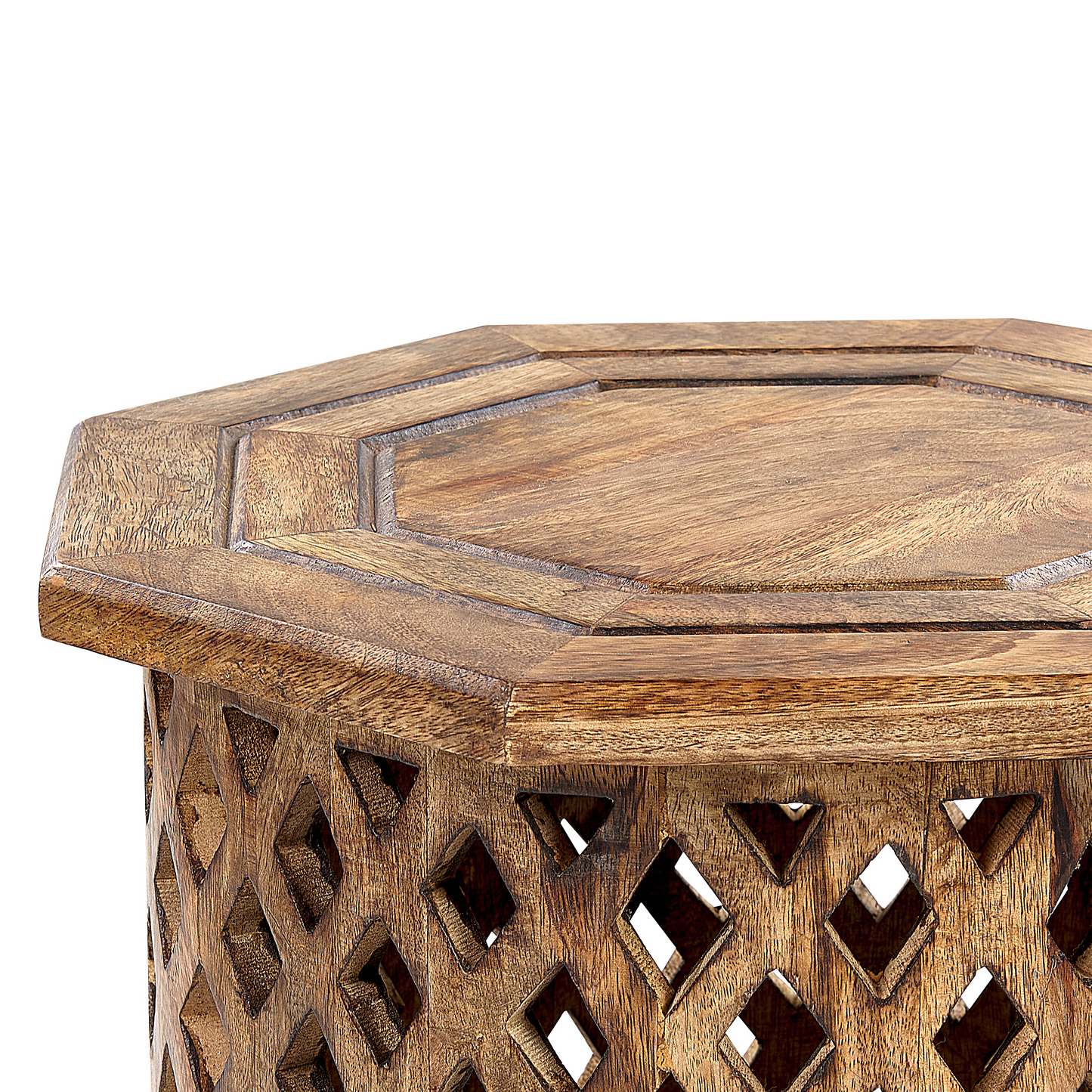 Co Side Table Octagonal Top Round Base Mango Wood 42cm