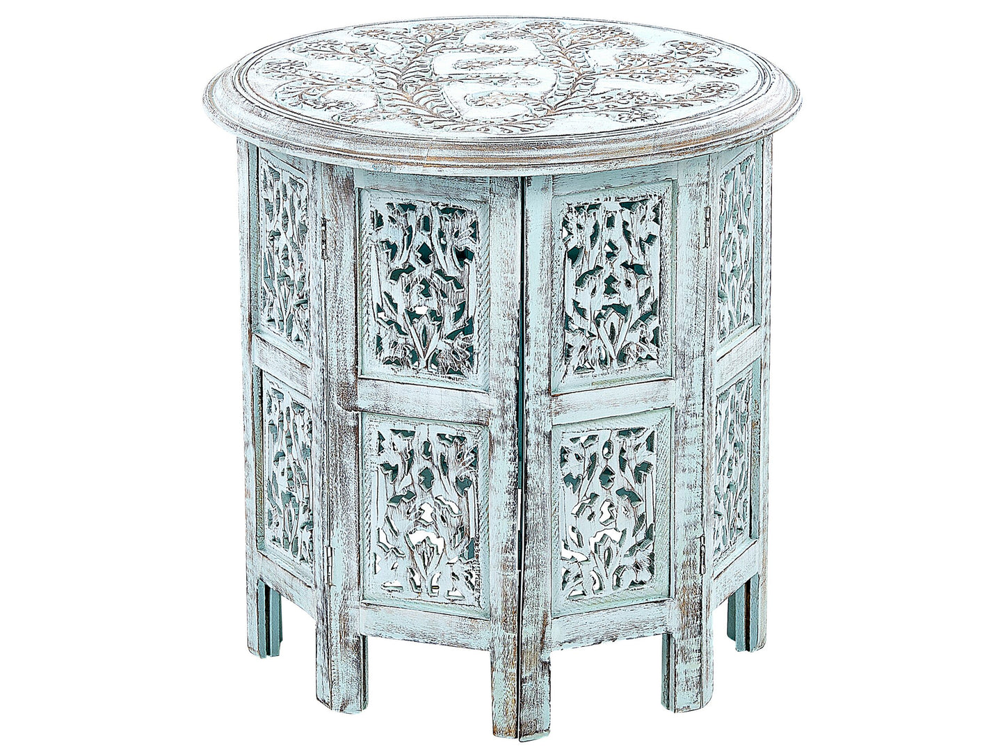 Co Side Table Distressed Blue Round Top 45cm
