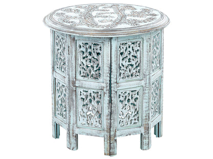 Co Side Table Distressed Blue Round Top 45cm