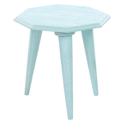 BlueHaven Nesting Side Tables Set of 2 Distressed Mango Wood Blue
