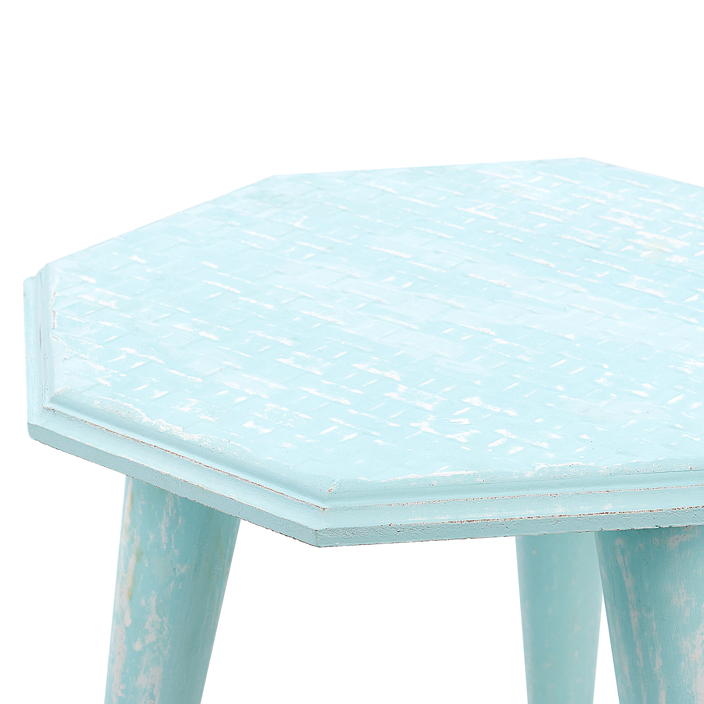 BlueHaven Nesting Side Tables Set of 2 Distressed Mango Wood Blue