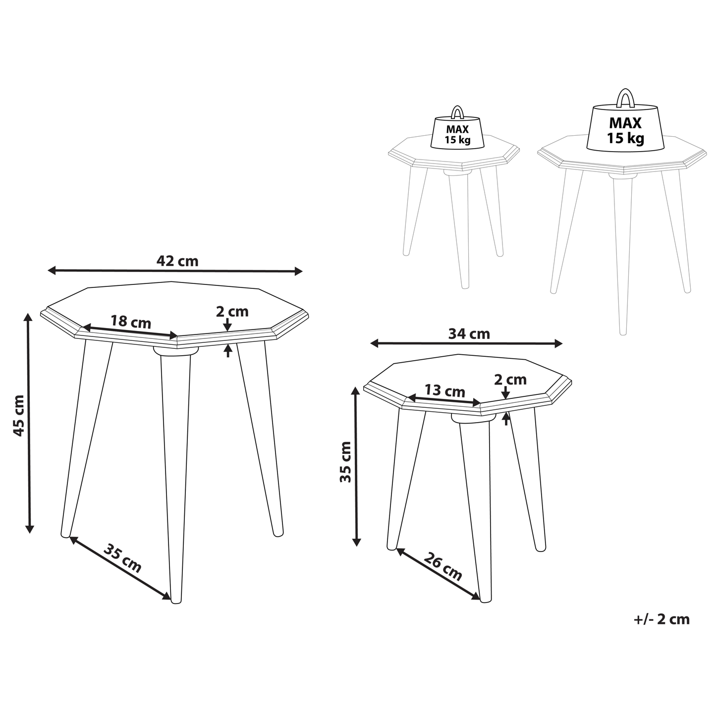BlueHaven Nesting Side Tables Set of 2 Distressed Mango Wood Blue
