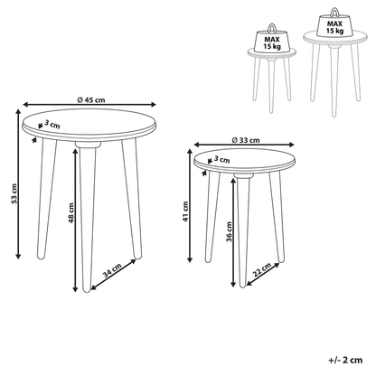 Side Tables Set Of 2 Distressed Grey Mango Wood Vintage