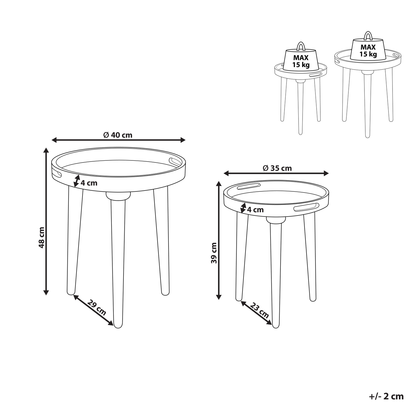Heritage Dark Mango Nest Of 2 Side Tables Handmade Distressed Vintage