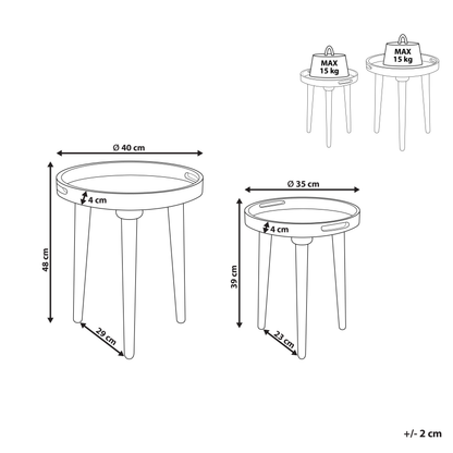 Heritage Dark Mango Nest Of 2 Side Tables Handmade Distressed Vintage