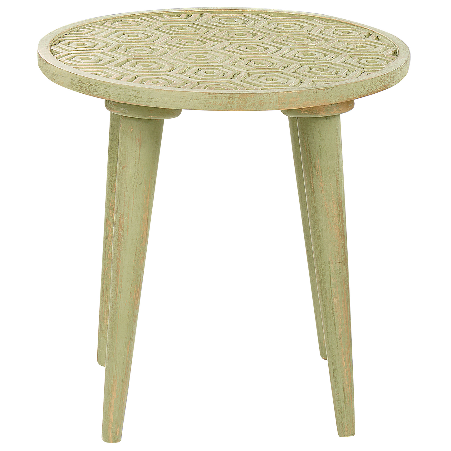 Nest Set Of 2 Mango Wood Side Tables Light Green Distressed Bedside