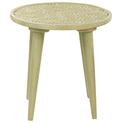 Nest Set Of 2 Mango Wood Side Tables Light Green Distressed Bedside