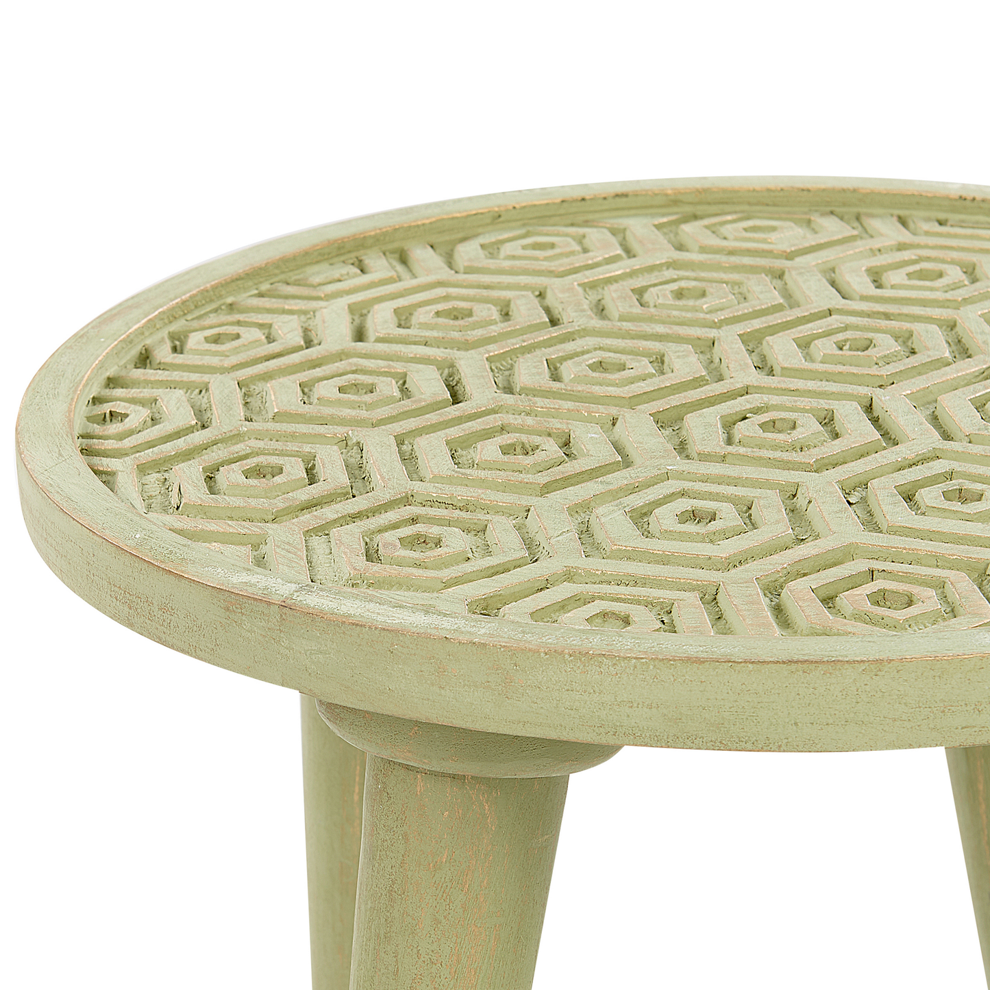 Nest Set Of 2 Mango Wood Side Tables Light Green Distressed Bedside
