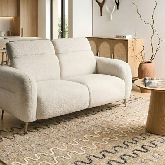 Beige Jute Area Rug 140 x 200 Geometric Pattern Rustic