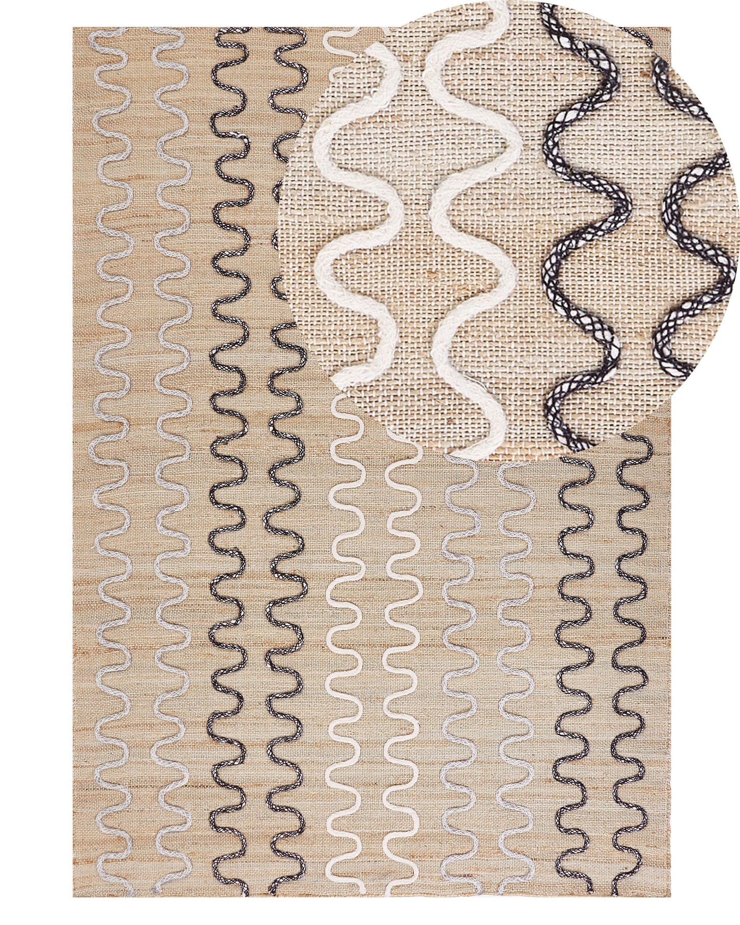 Beige Jute Area Rug 140 x 200 Geometric Pattern Rustic