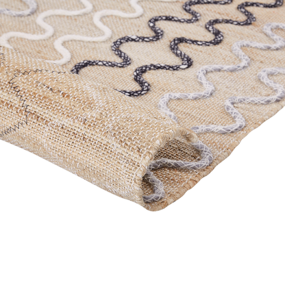 Beige Jute Area Rug 140 x 200 Geometric Pattern Rustic
