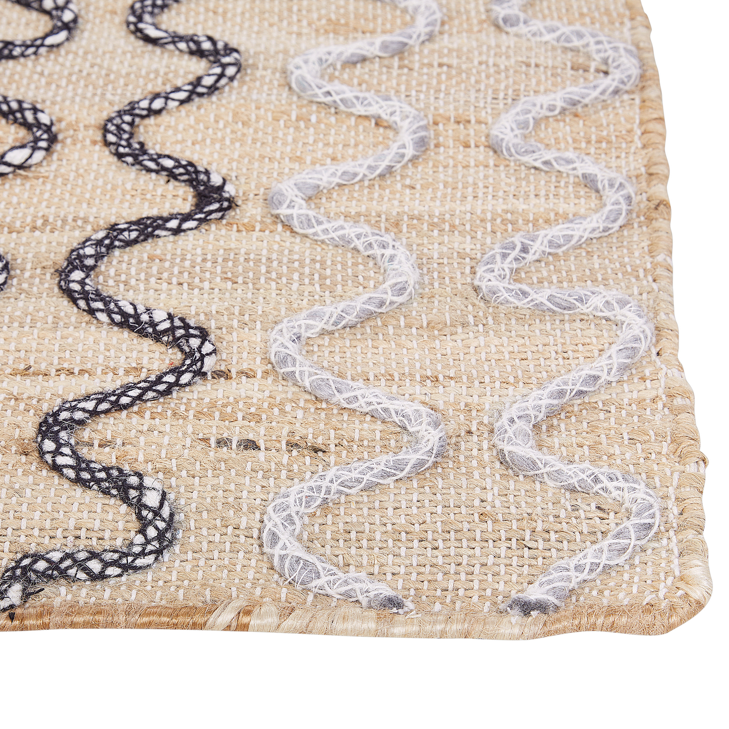 Beige Jute Area Rug 140 x 200 Geometric Pattern Rustic